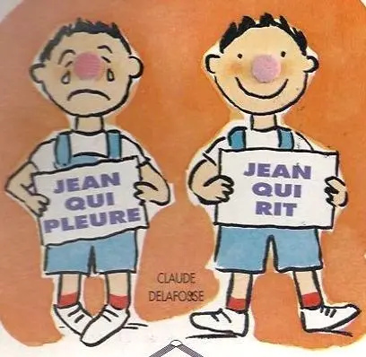 Illustration d’un homme double, Jean qui rit et Jean qui pleure, symbolisant le déni de mal-être et les blessures émotionnelles, par Laurence Verger, infirmière holistique à Saint-Suliac près de Saint-Malo